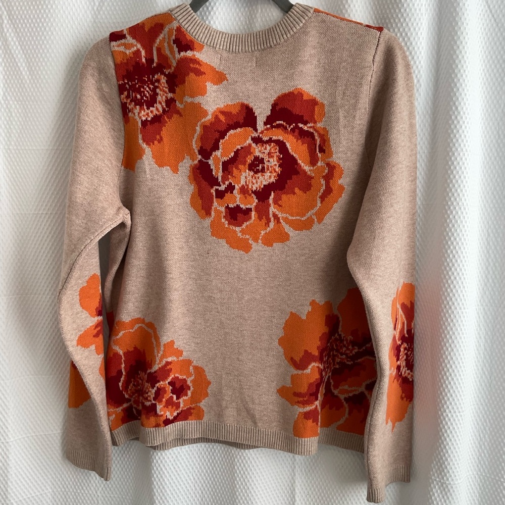 Cynthia Rowley Crewneck Floral Sweater Size L - Picture 6 of 7